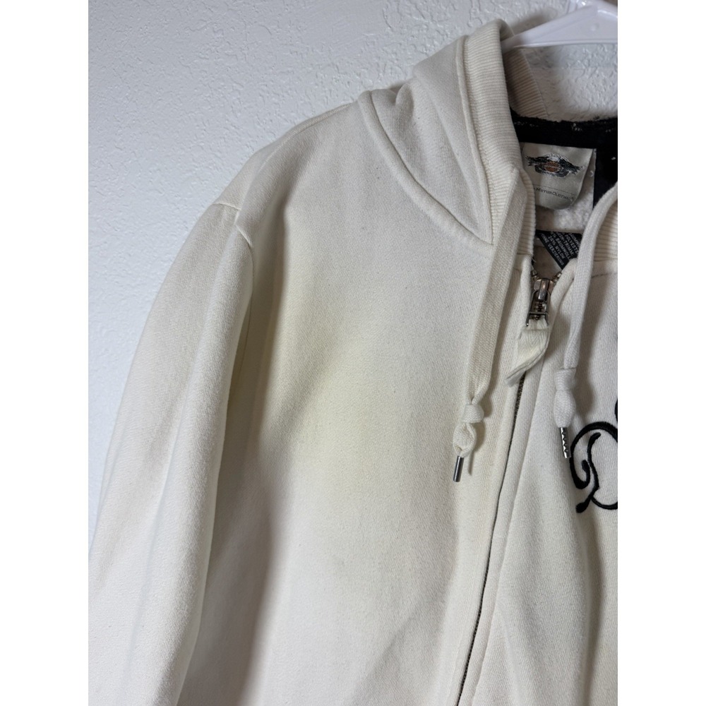 VTG Harley-Davidson Women's White Full Zip Fleece Hoodie size 2XL - Picture 3 of 10